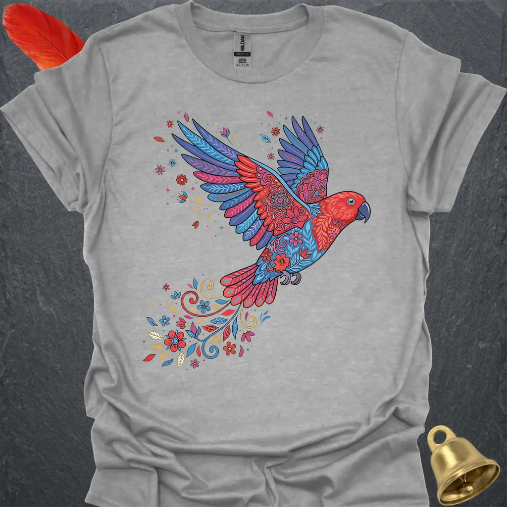 Female Eclectus Parrot Flying Flower T-Shirt