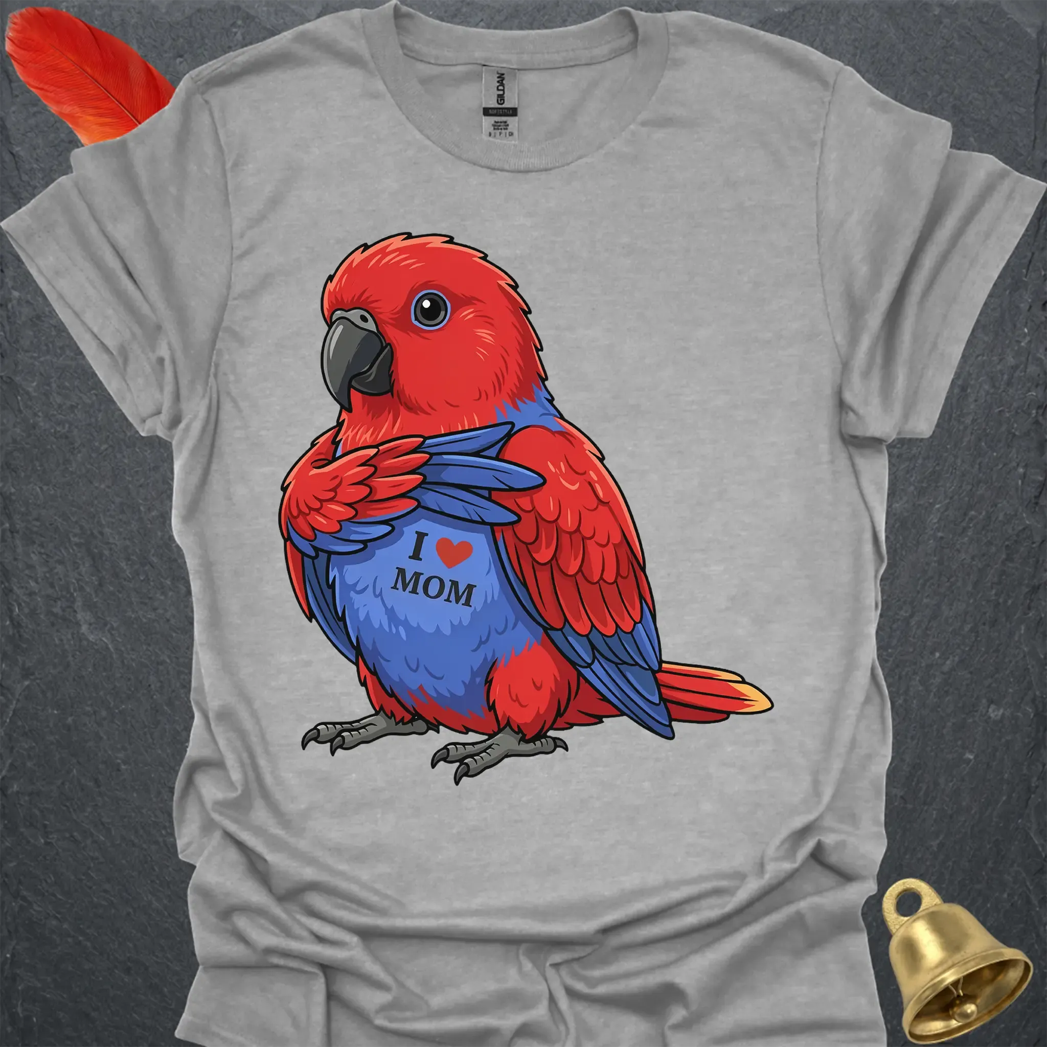 Female Eclectus Parrot I Love Mom T-Shirt