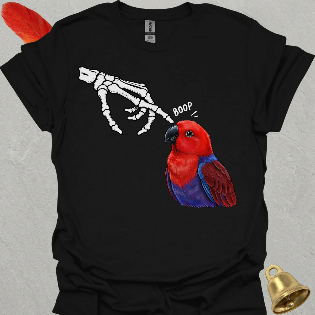 Female Eclectus Parrot Skeleton Boop T-Shirt