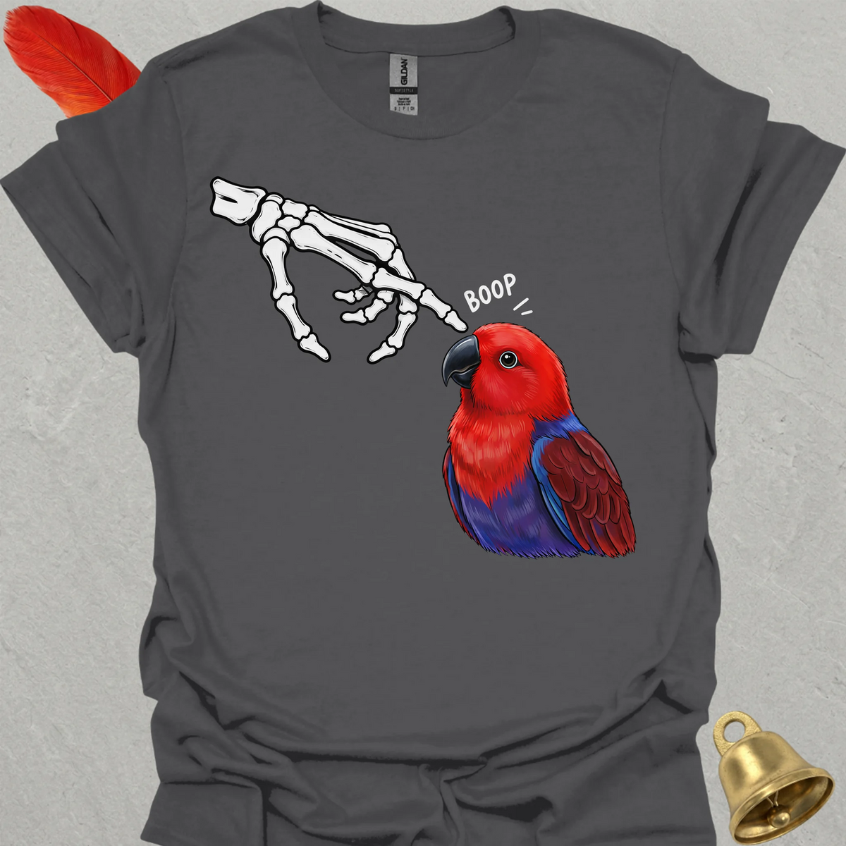 Female Eclectus Parrot Skeleton Boop T-Shirt