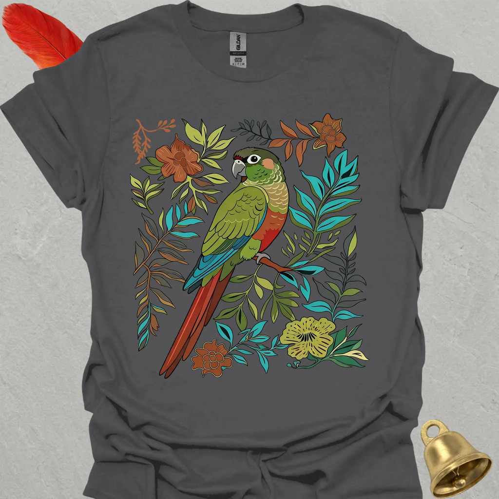 Green Cheek Conure Boho Flower T-Shirt
