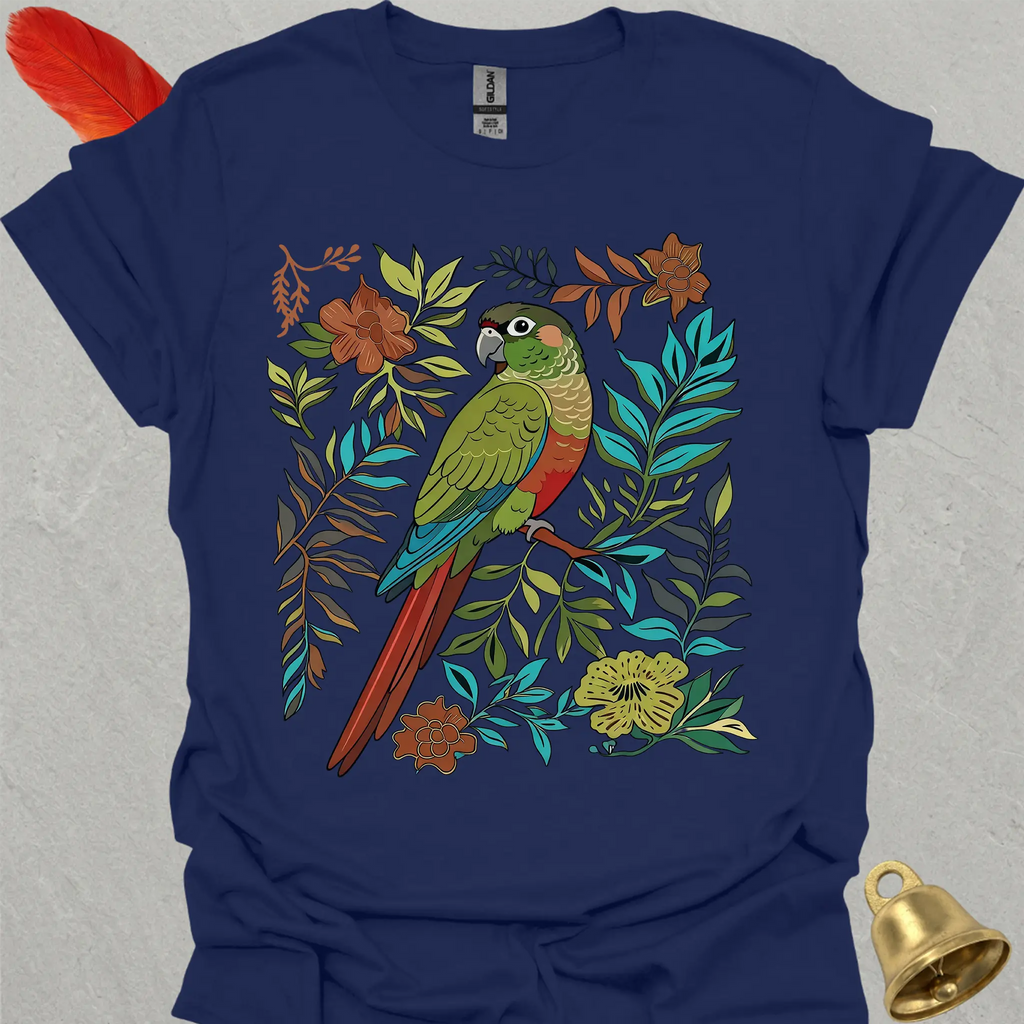 Green Cheek Conure Boho Flower T-Shirt