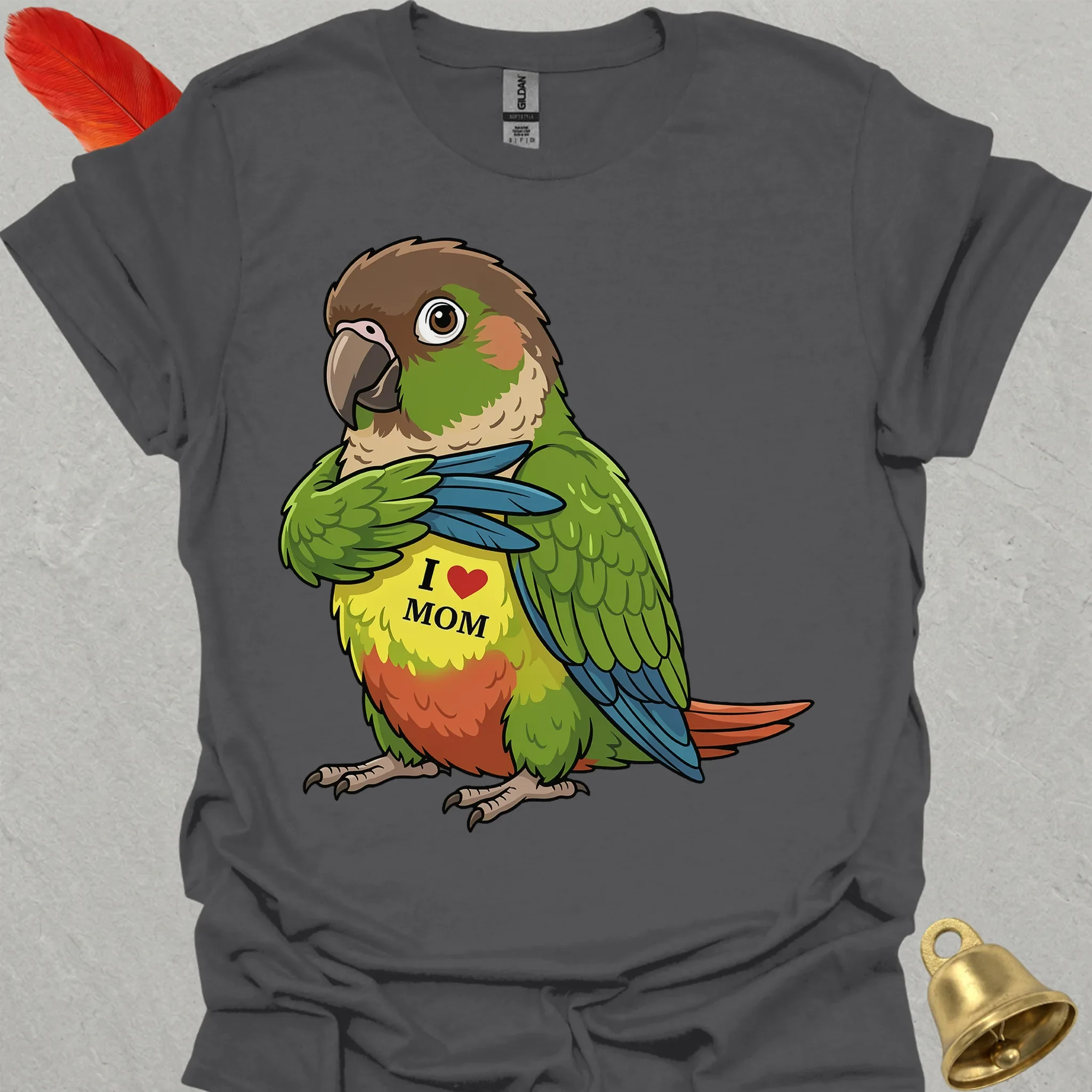 Green Cheek Conure I Love Mom T-Shirt