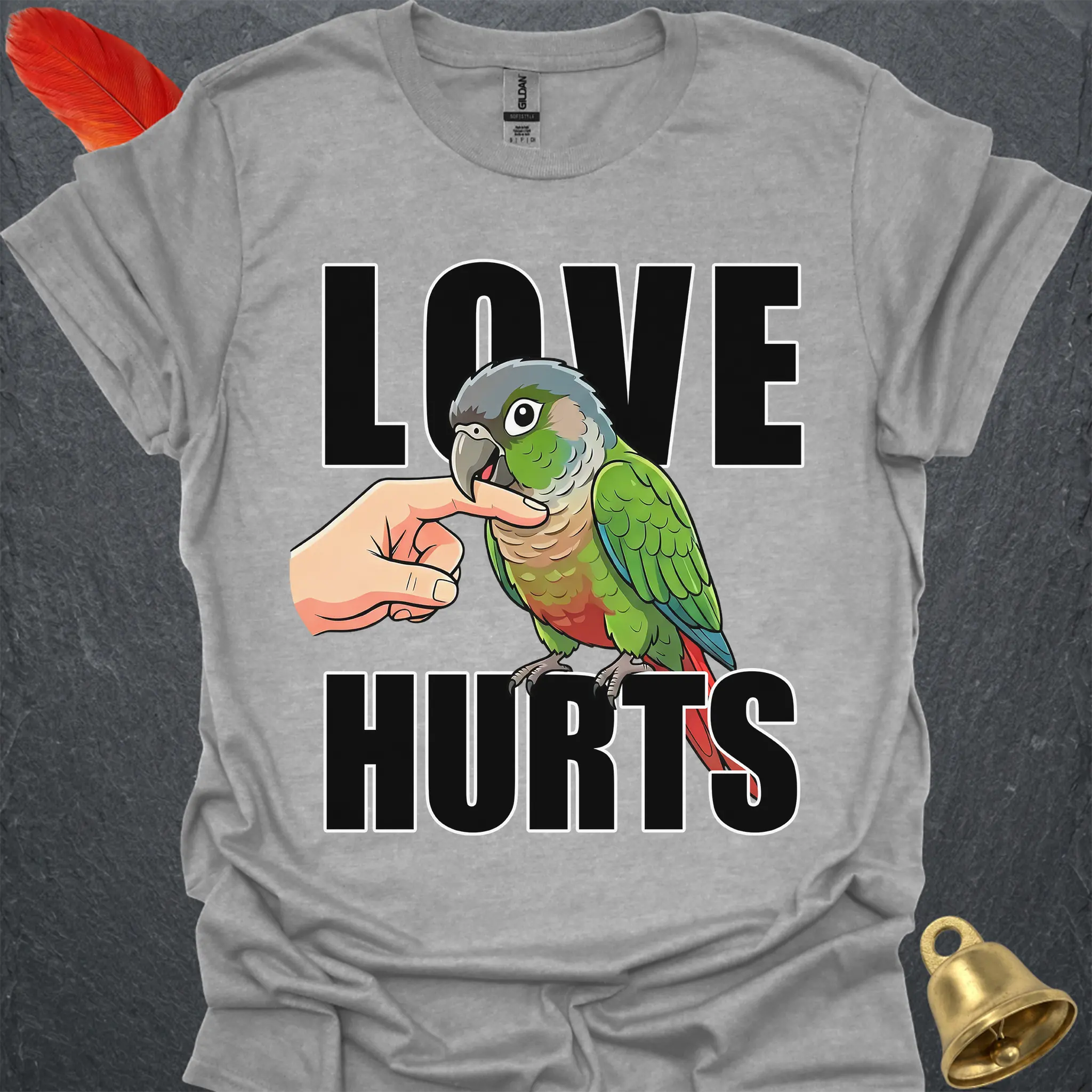 Green Cheek Conure Love Hurts T-Shirt