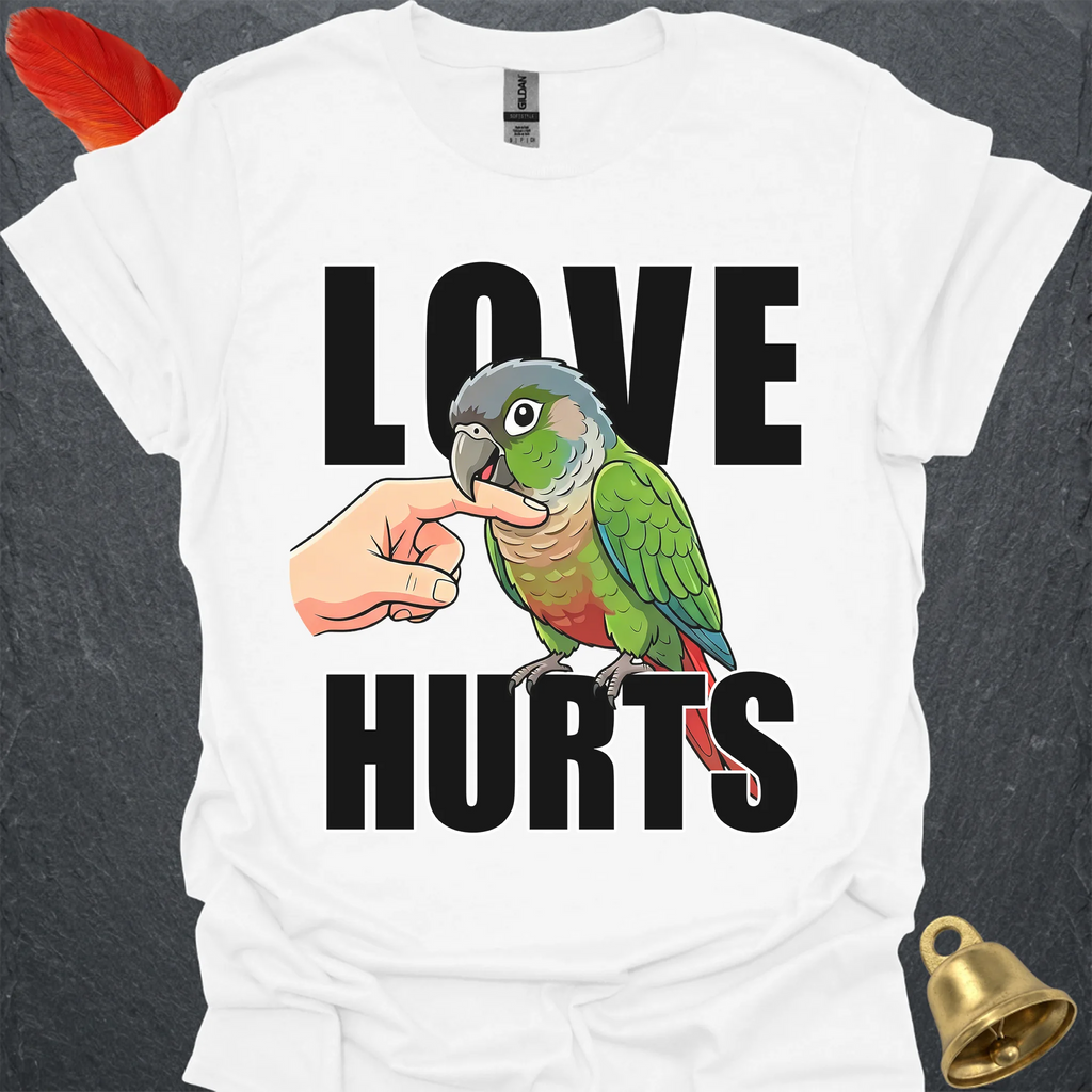 Green Cheek Conure Love Hurts T-Shirt
