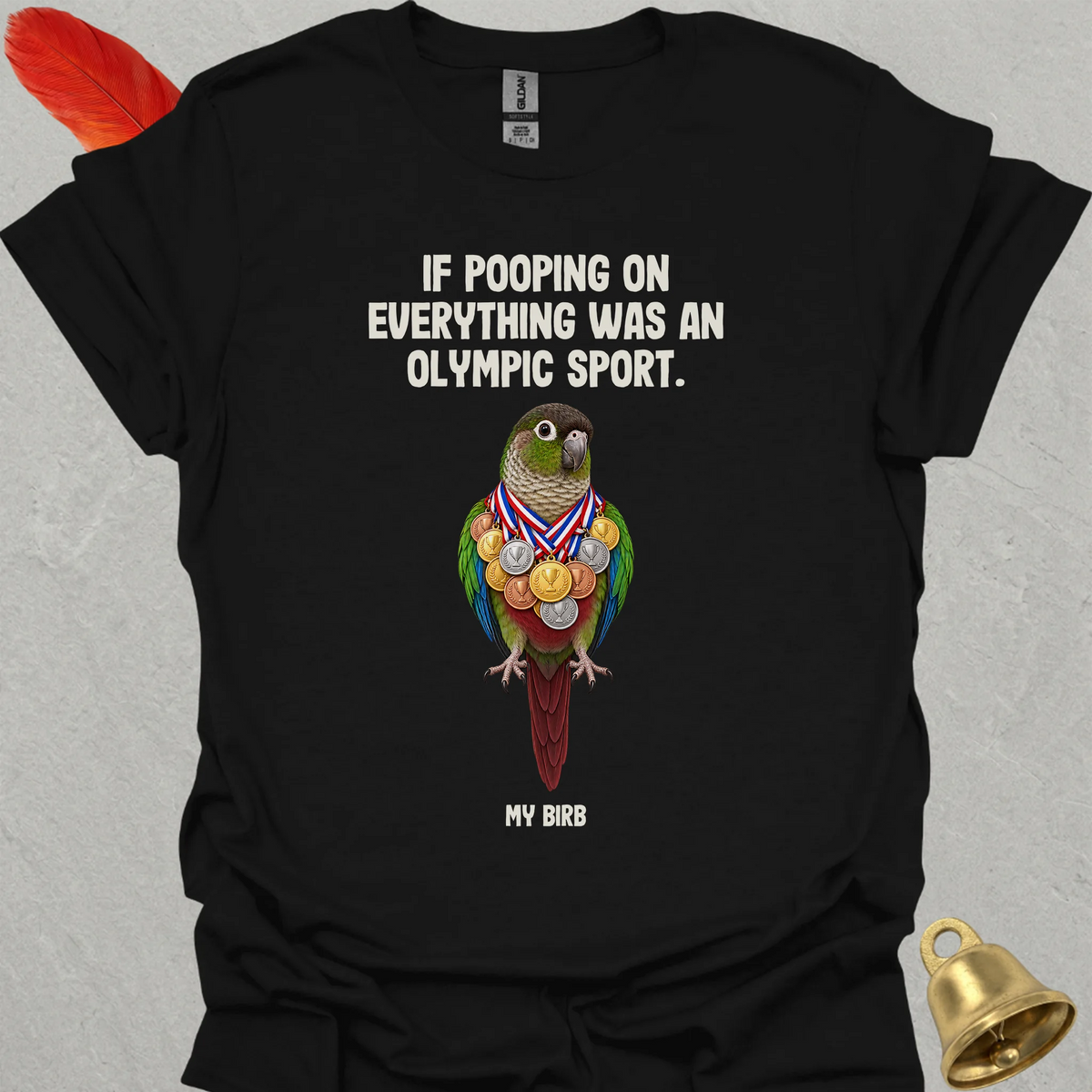 Green Cheek Conure Olympic Pooper T-Shirt
