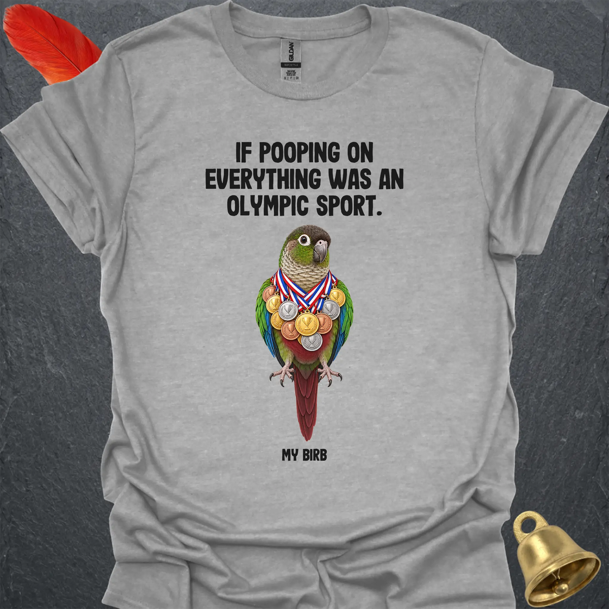 Green Cheek Conure Olympic Pooper T-Shirt