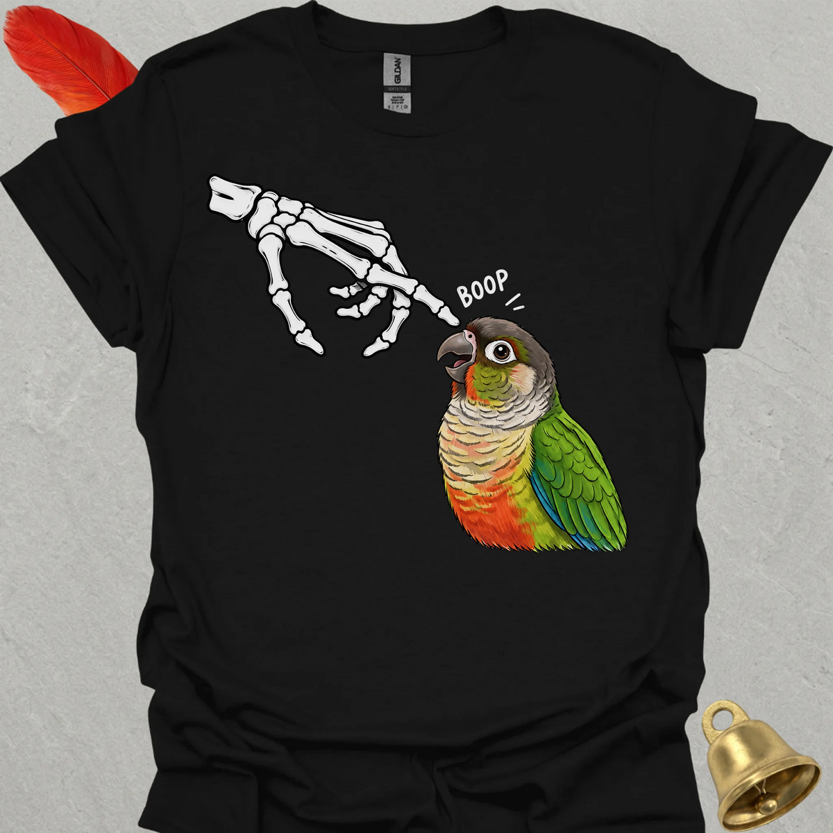 Green Cheek Conure Skeleton Boop T-Shirt