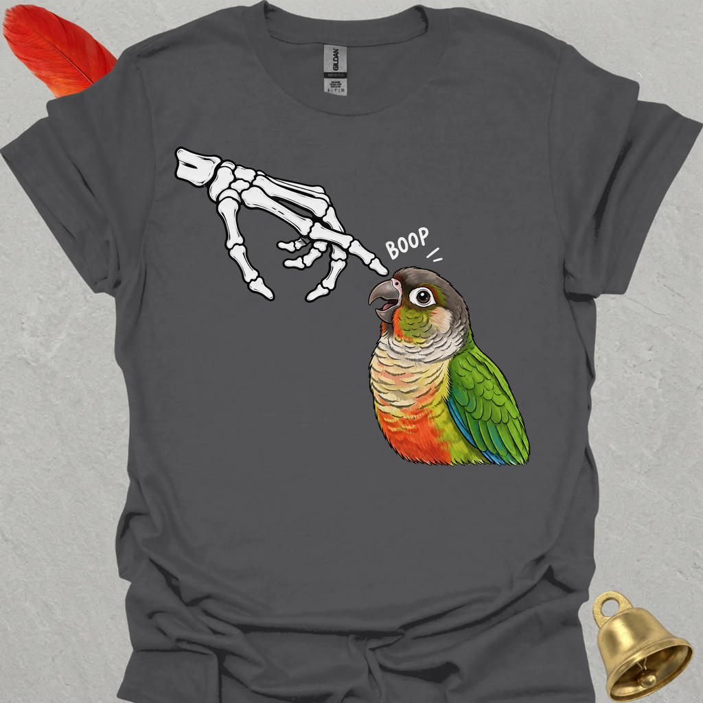 Green Cheek Conure Skeleton Boop T-Shirt