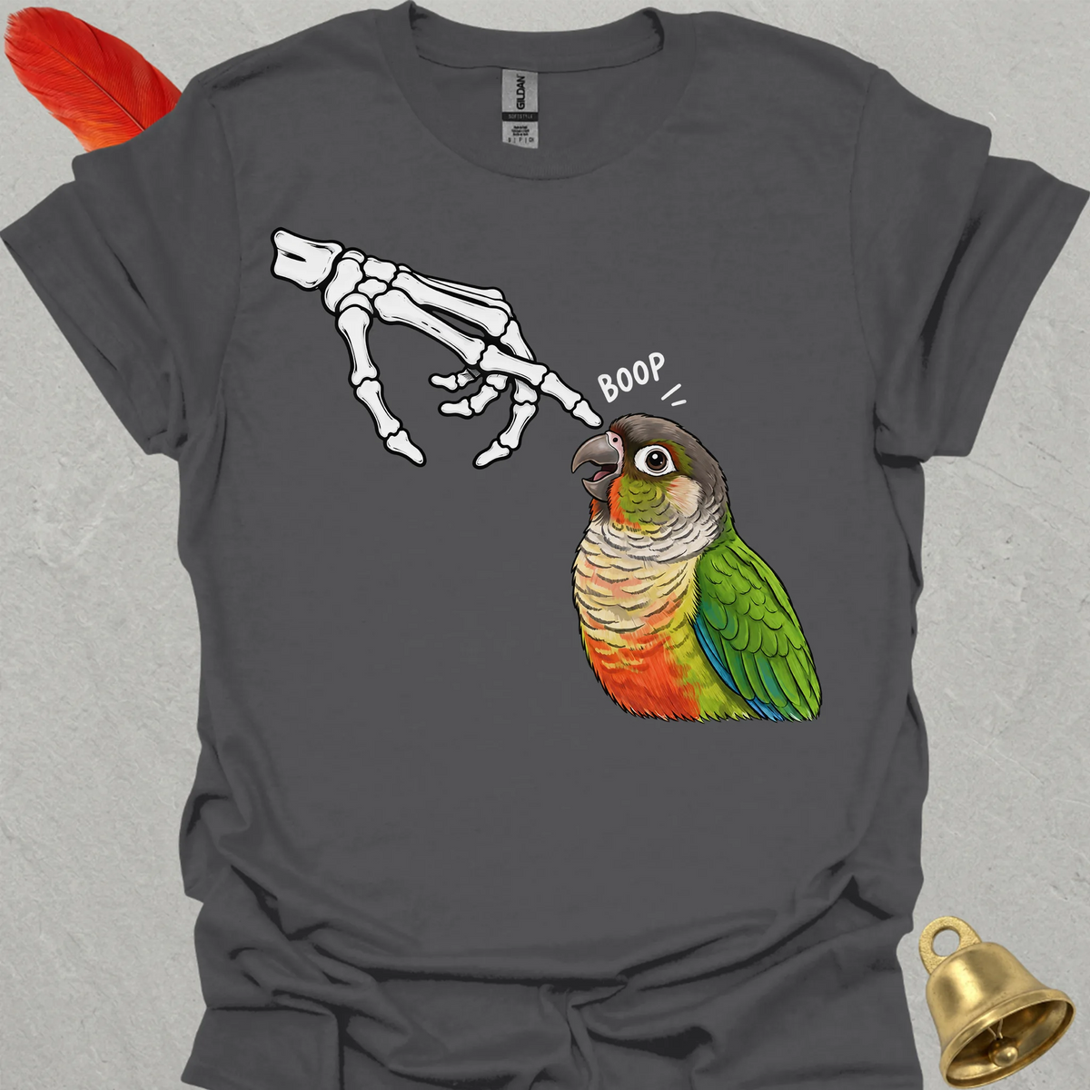 Green Cheek Conure Skeleton Boop T-Shirt