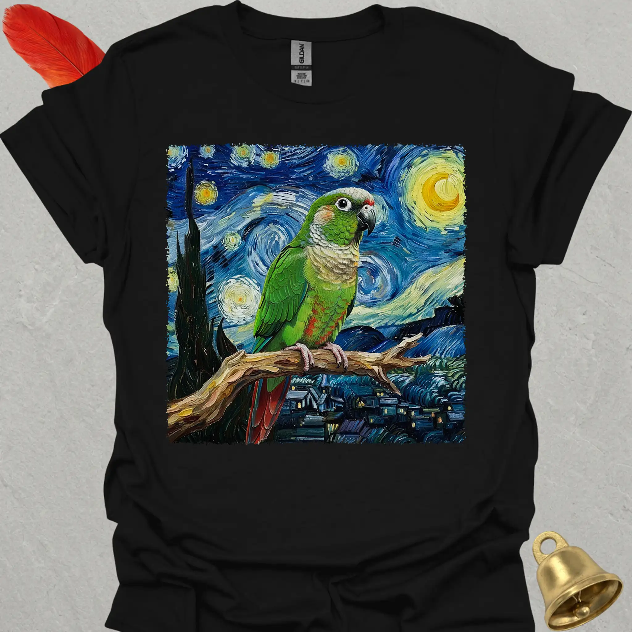 Green Cheek Conure Starry Night T-Shirt
