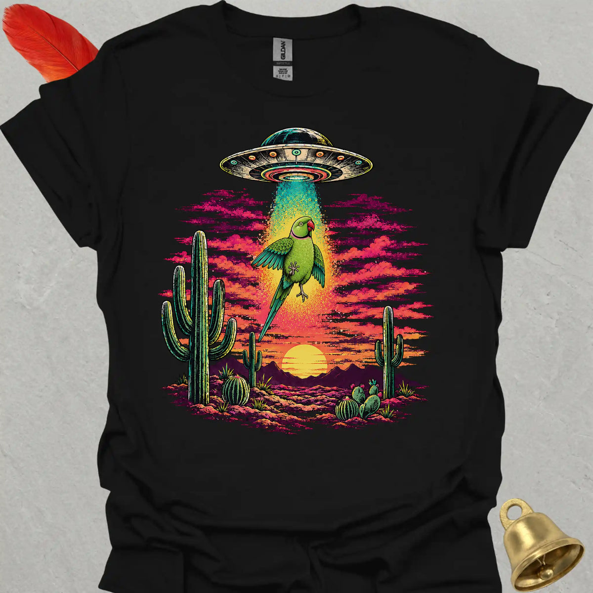 Green Indian Ringneck Abduction T-Shirt