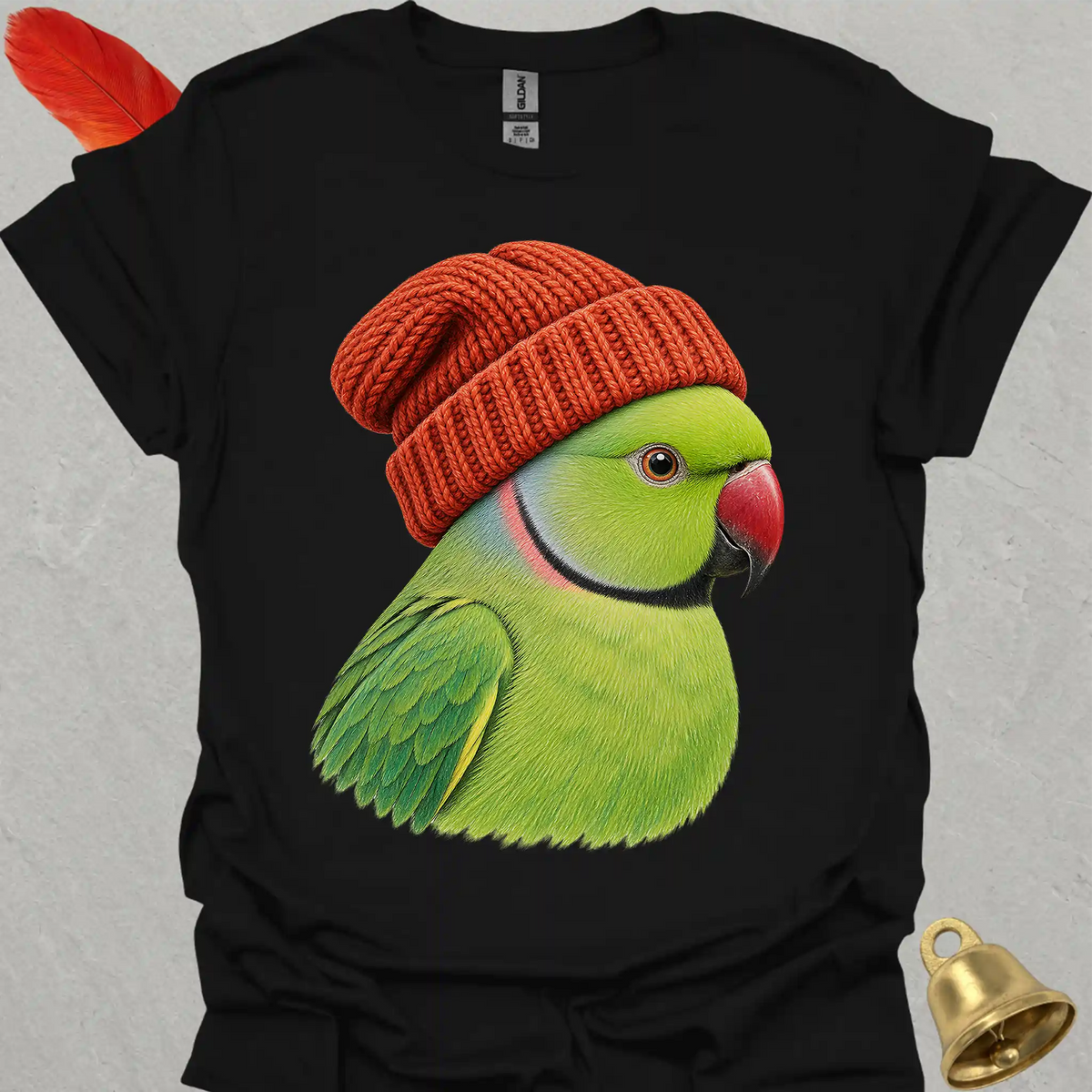 Green Indian Ringneck Beanie T-Shirt