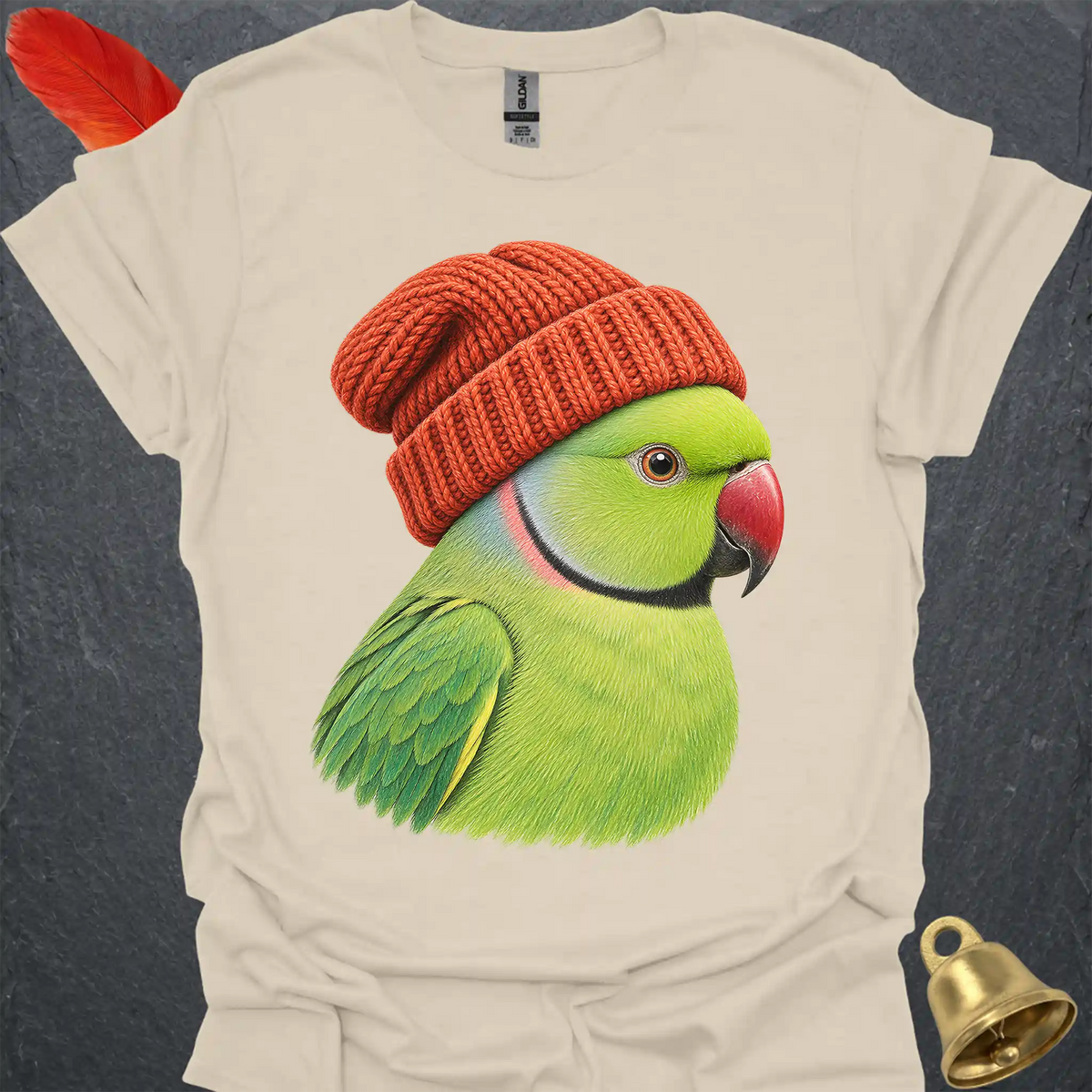 Green Indian Ringneck Beanie T-Shirt
