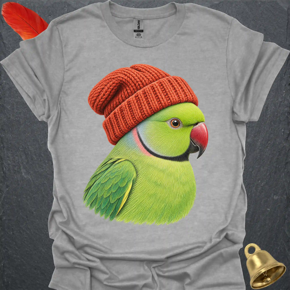 Green Indian Ringneck Beanie T-Shirt