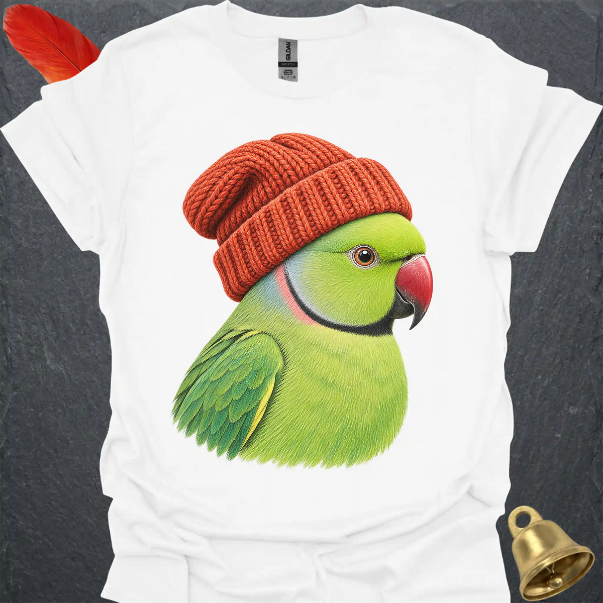 Green Indian Ringneck Beanie T-Shirt