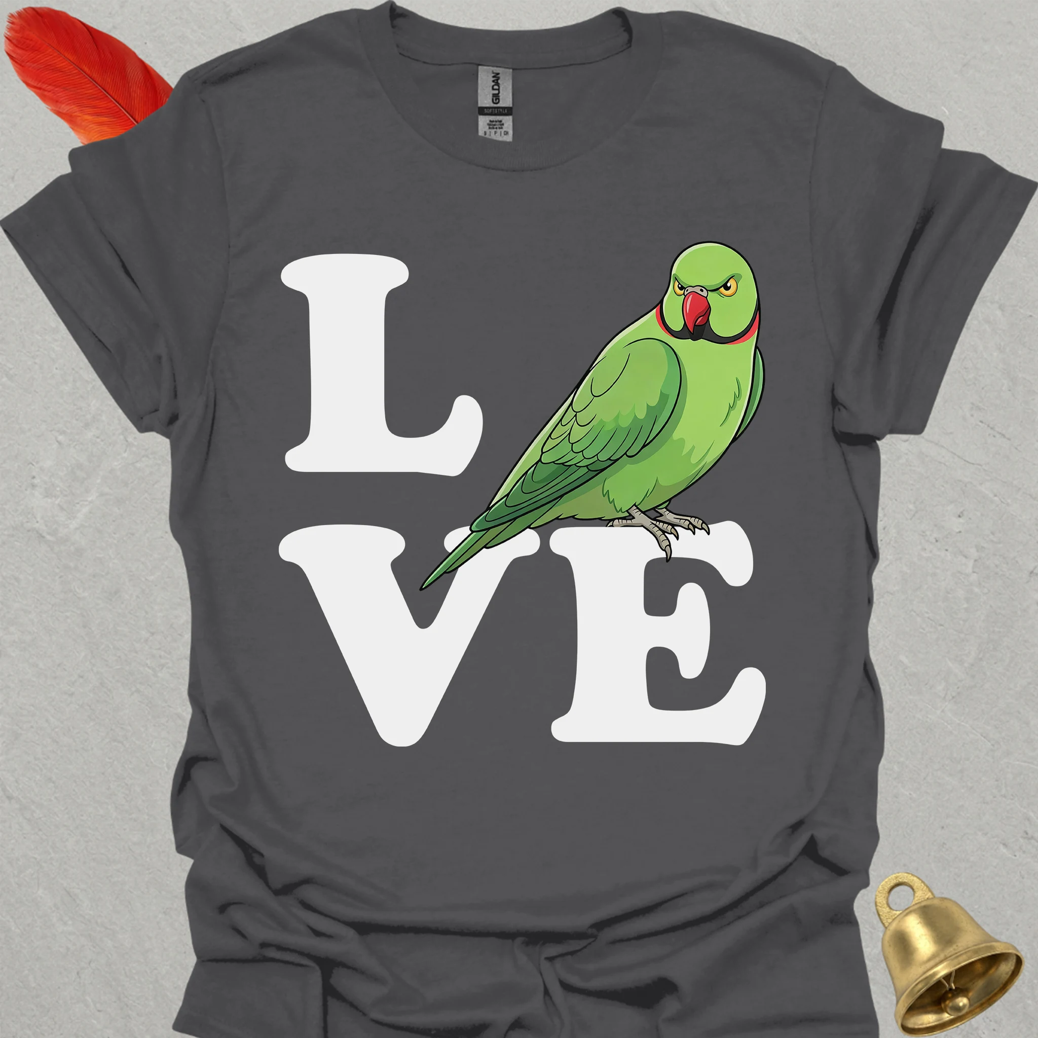 Green Indian Ringneck Bird Love T-Shirt