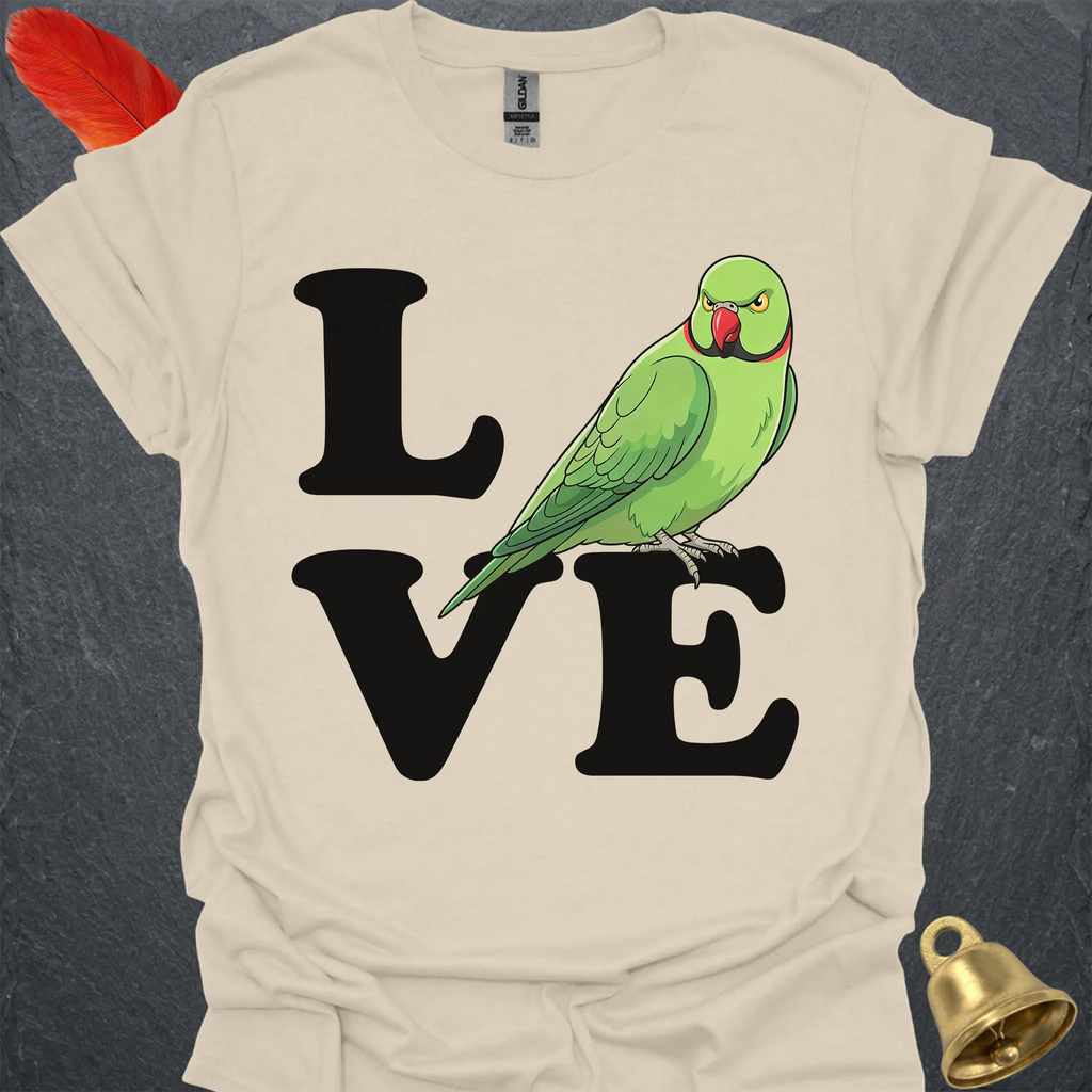 Green Indian Ringneck Bird Love T-Shirt