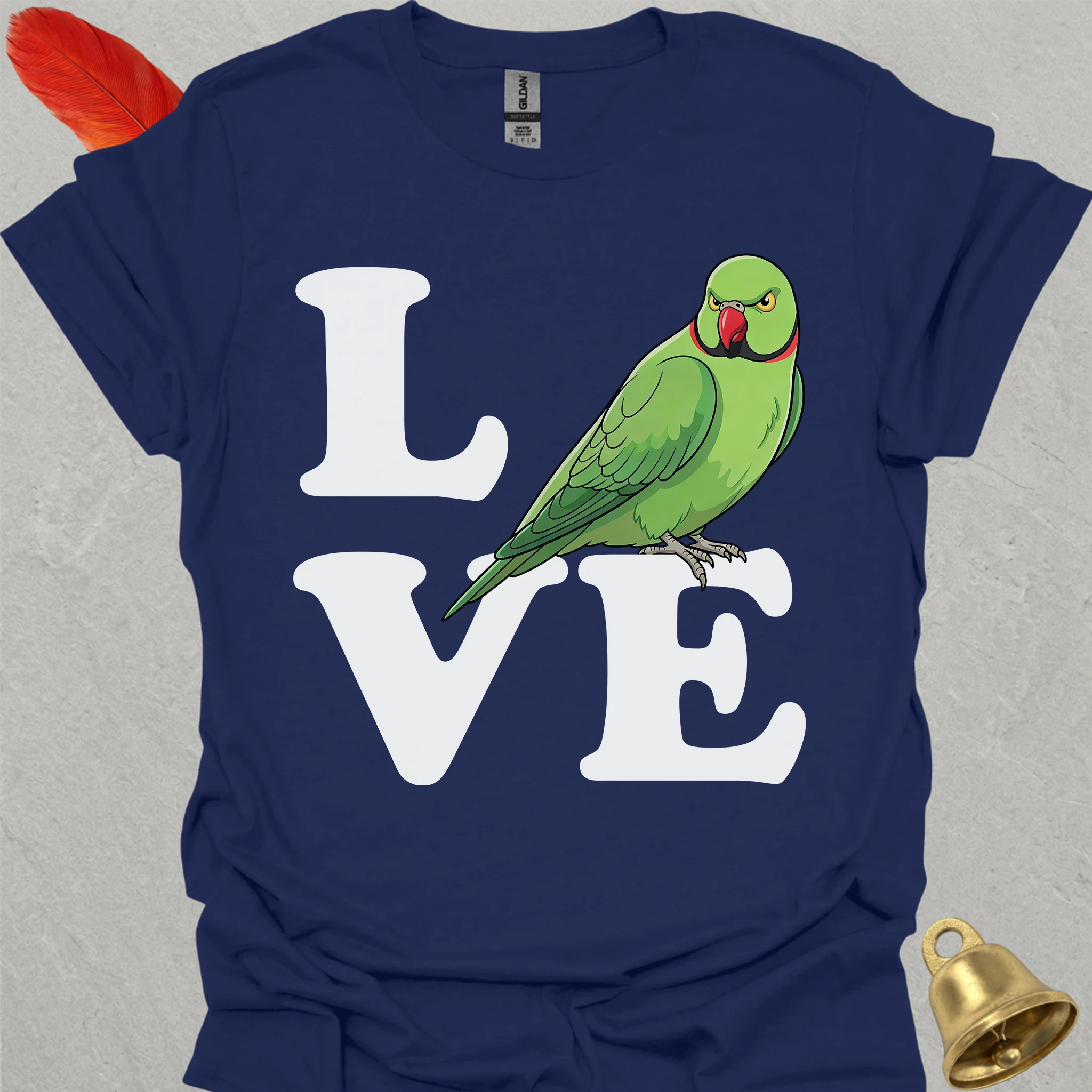 Green Indian Ringneck Bird Love T-Shirt