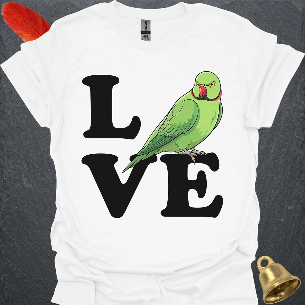 Green Indian Ringneck Bird Love T-Shirt