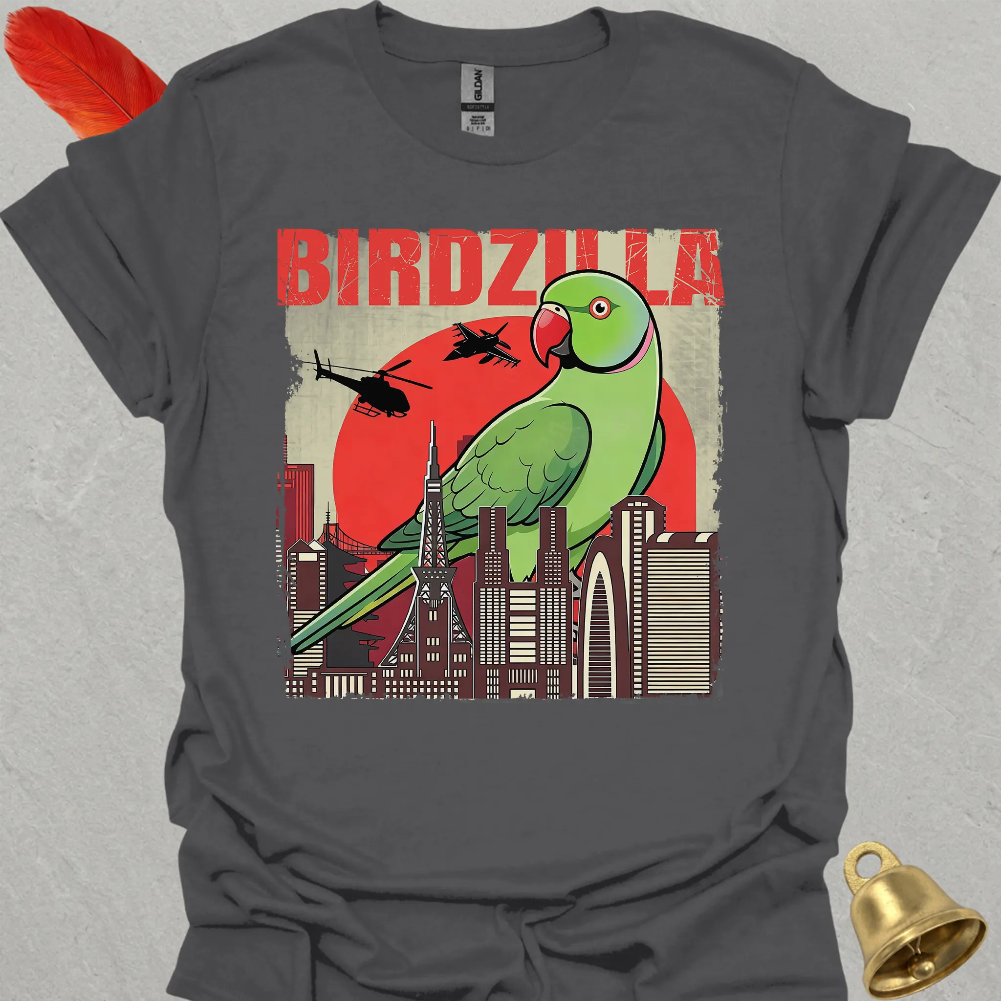 Green Indian Ringneck Birdzilla T-Shirt