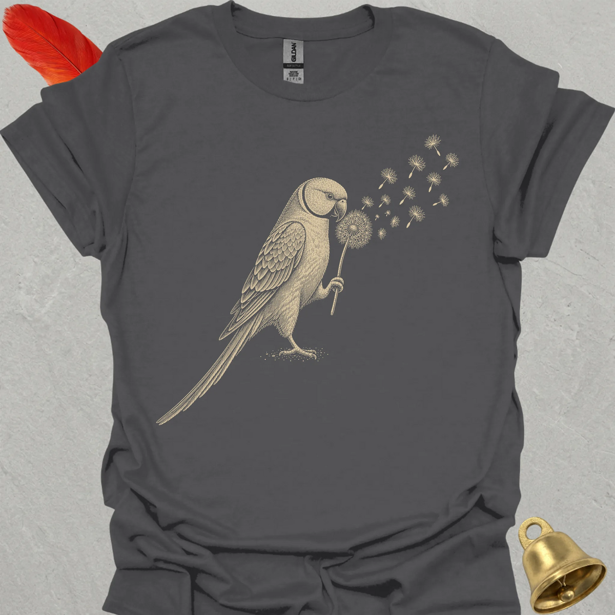 Green Indian Ringneck Blowing Wishes T-Shirt