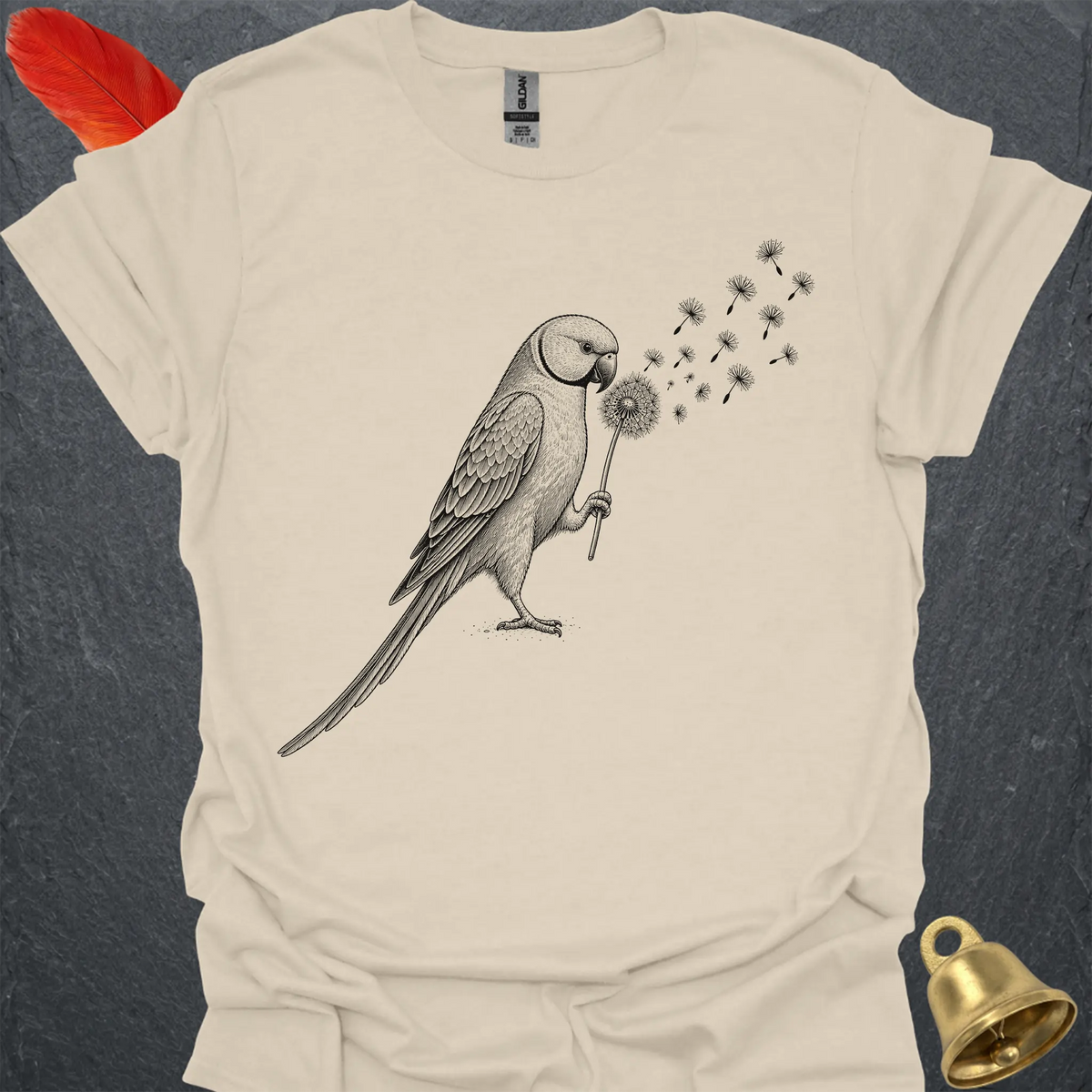 Green Indian Ringneck Blowing Wishes T-Shirt