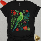 Green Indian Ringneck Boho Flower T-Shirt