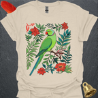Green Indian Ringneck Boho Flower T-Shirt