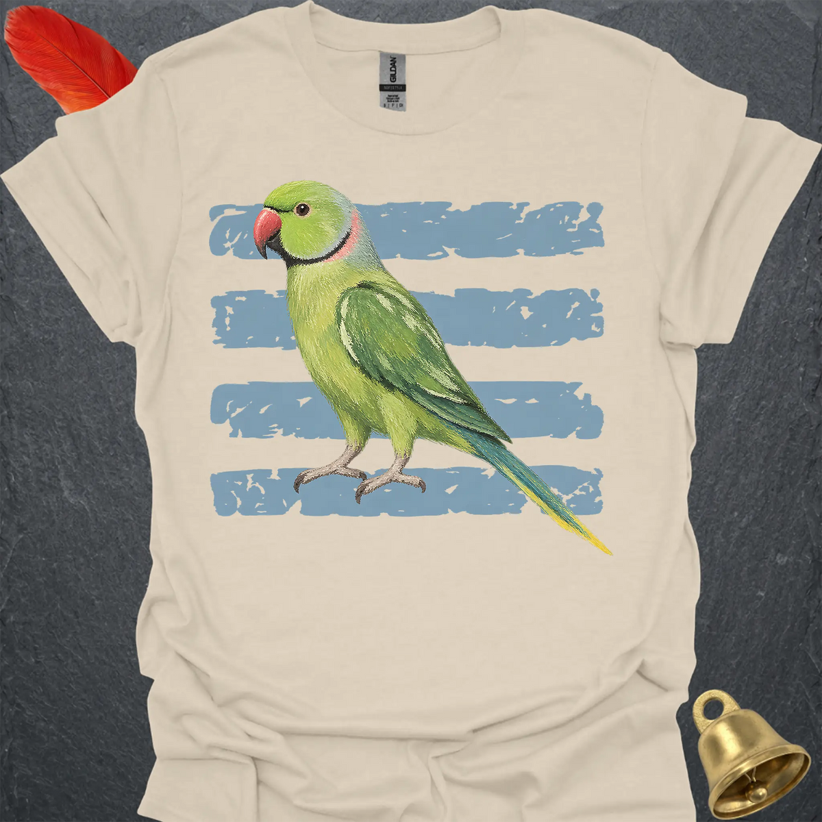 Green Indian Ringneck Brush T-Shirt