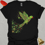 Green Indian Ringneck Flying Flower T-Shirt