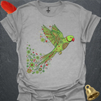 Green Indian Ringneck Flying Flower T-Shirt
