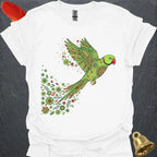 Green Indian Ringneck Flying Flower T-Shirt