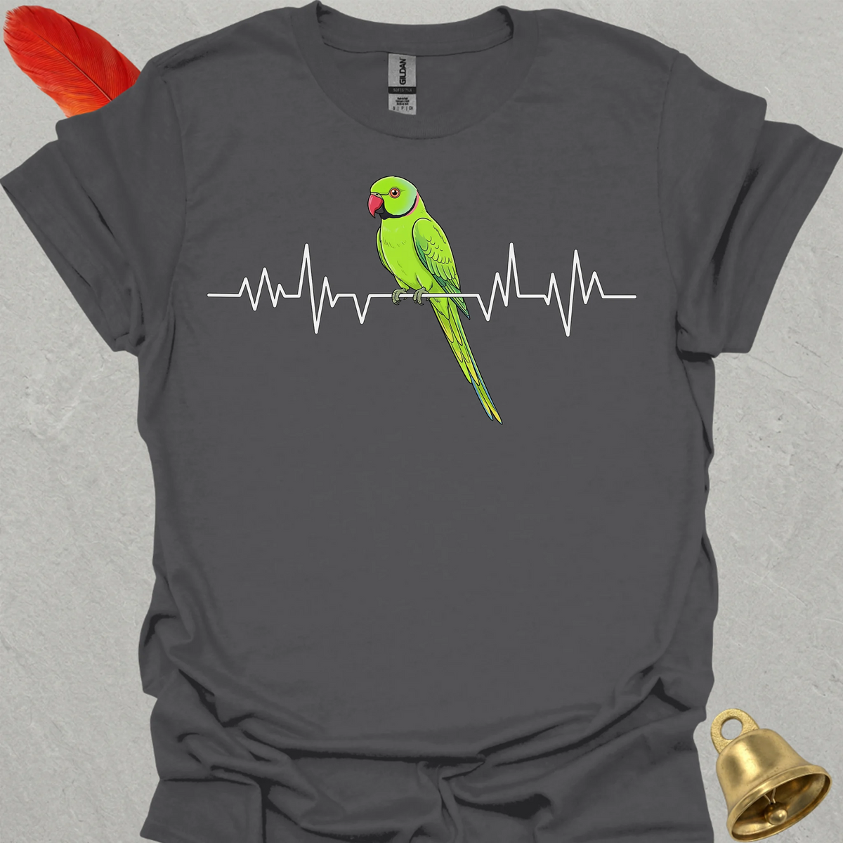 Green Indian Ringneck Heartbeat T-Shirt