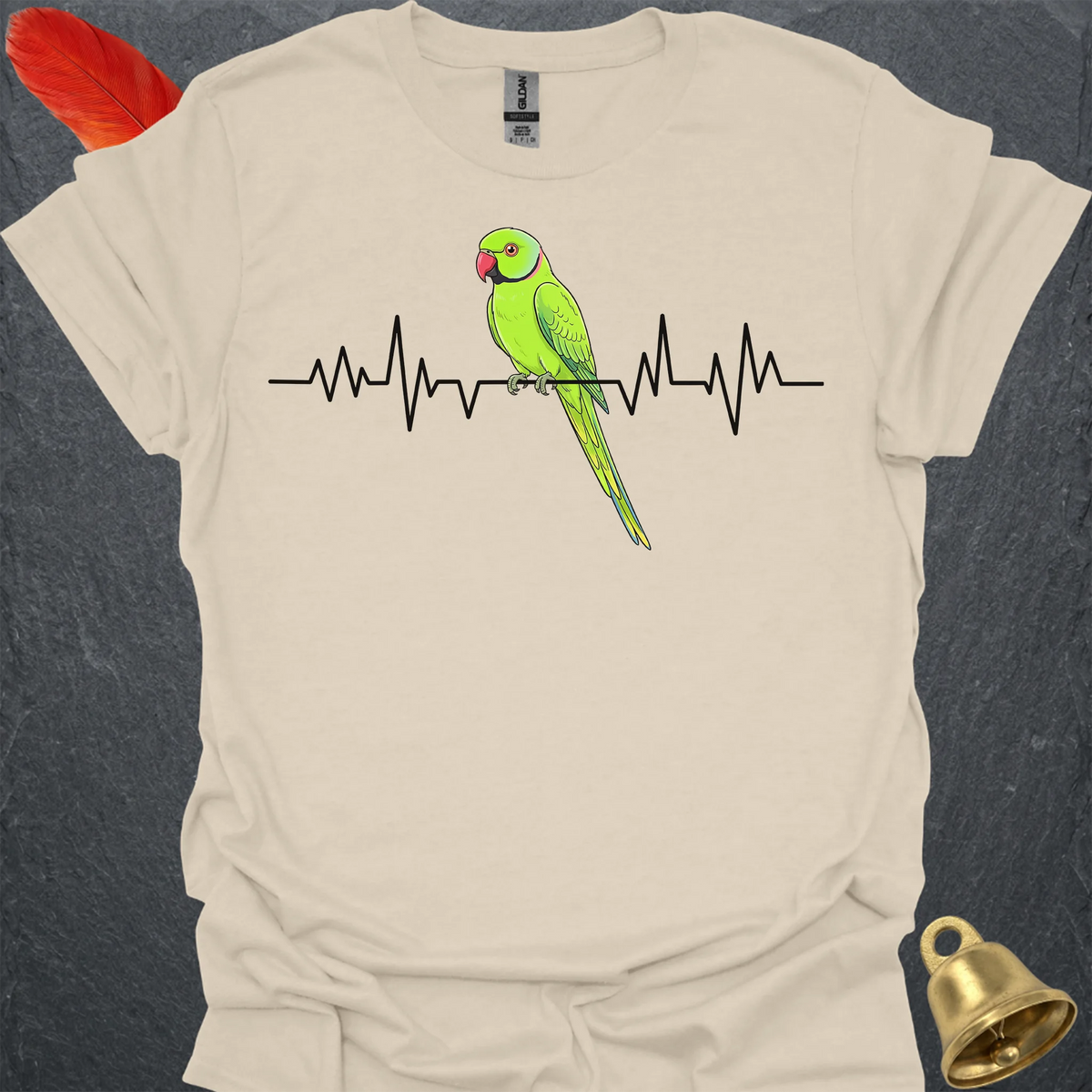 Green Indian Ringneck Heartbeat T-Shirt