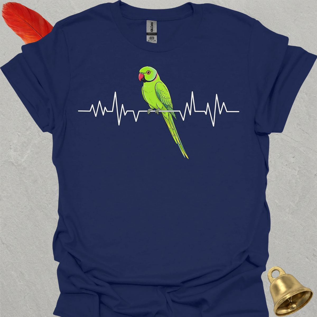 Green Indian Ringneck Heartbeat T-Shirt