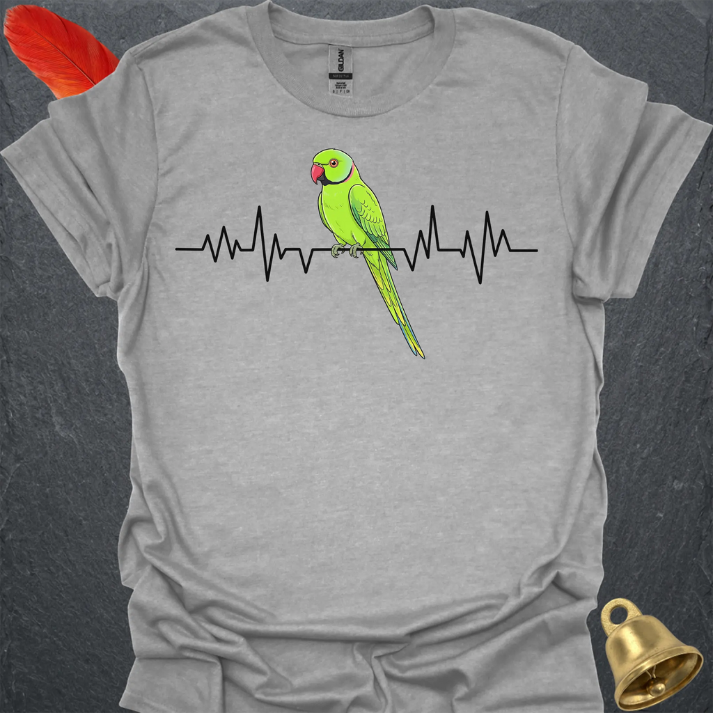 Green Indian Ringneck Heartbeat T-Shirt
