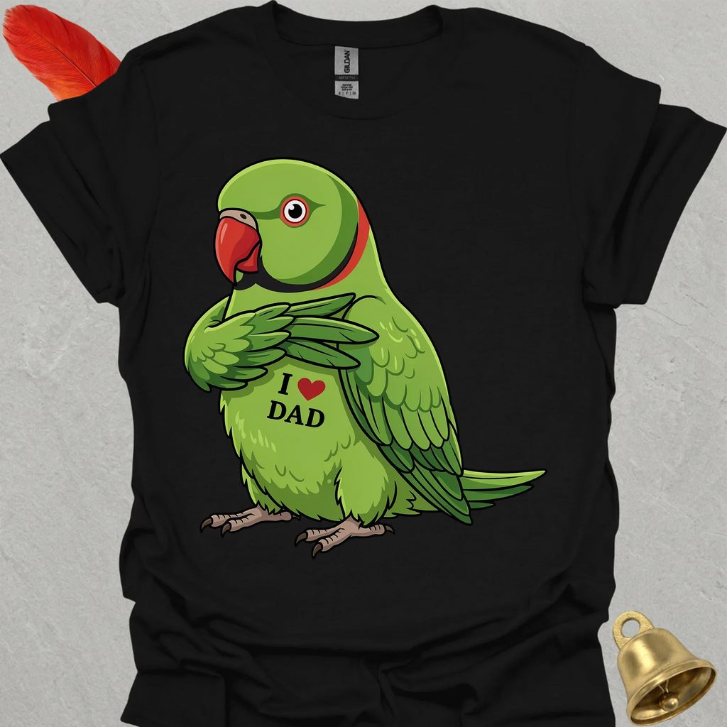 Green Indian Ringneck I Love Dad T-Shirt