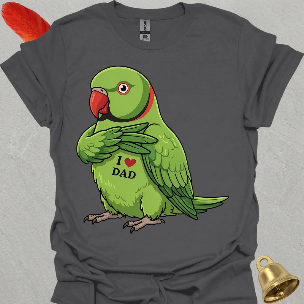 Green Indian Ringneck I Love Dad T-Shirt