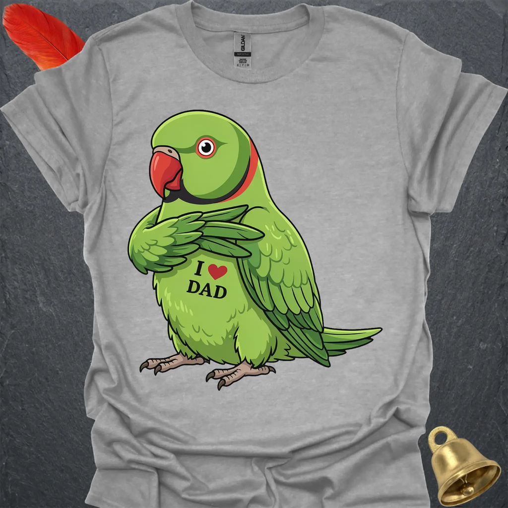 Green Indian Ringneck I Love Dad T-Shirt