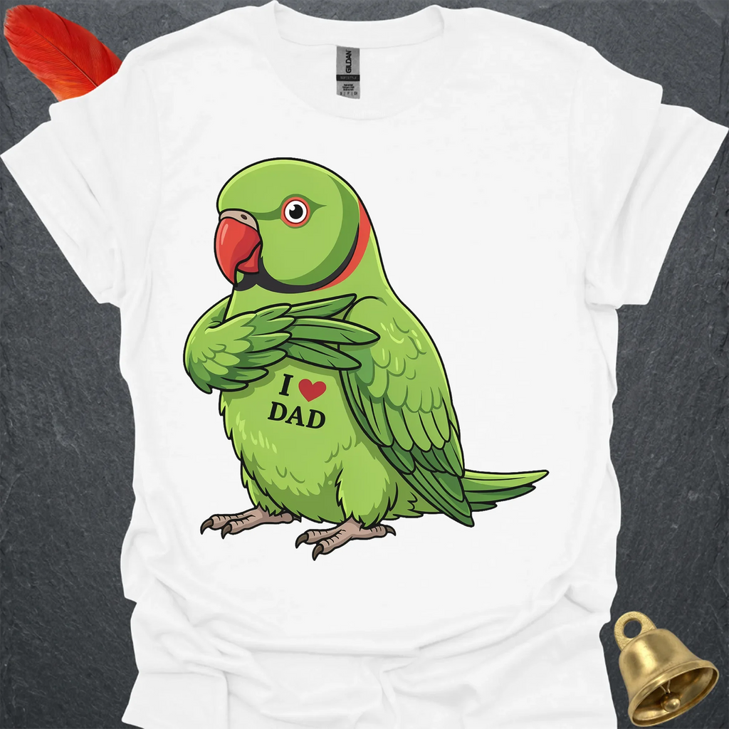 Green Indian Ringneck I Love Dad T-Shirt