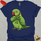 Green Indian Ringneck I Love Mom T-Shirt