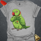 Green Indian Ringneck I Love Mom T-Shirt