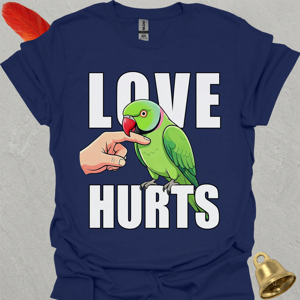 Green Indian Ringneck Love Hurts T-Shirt
