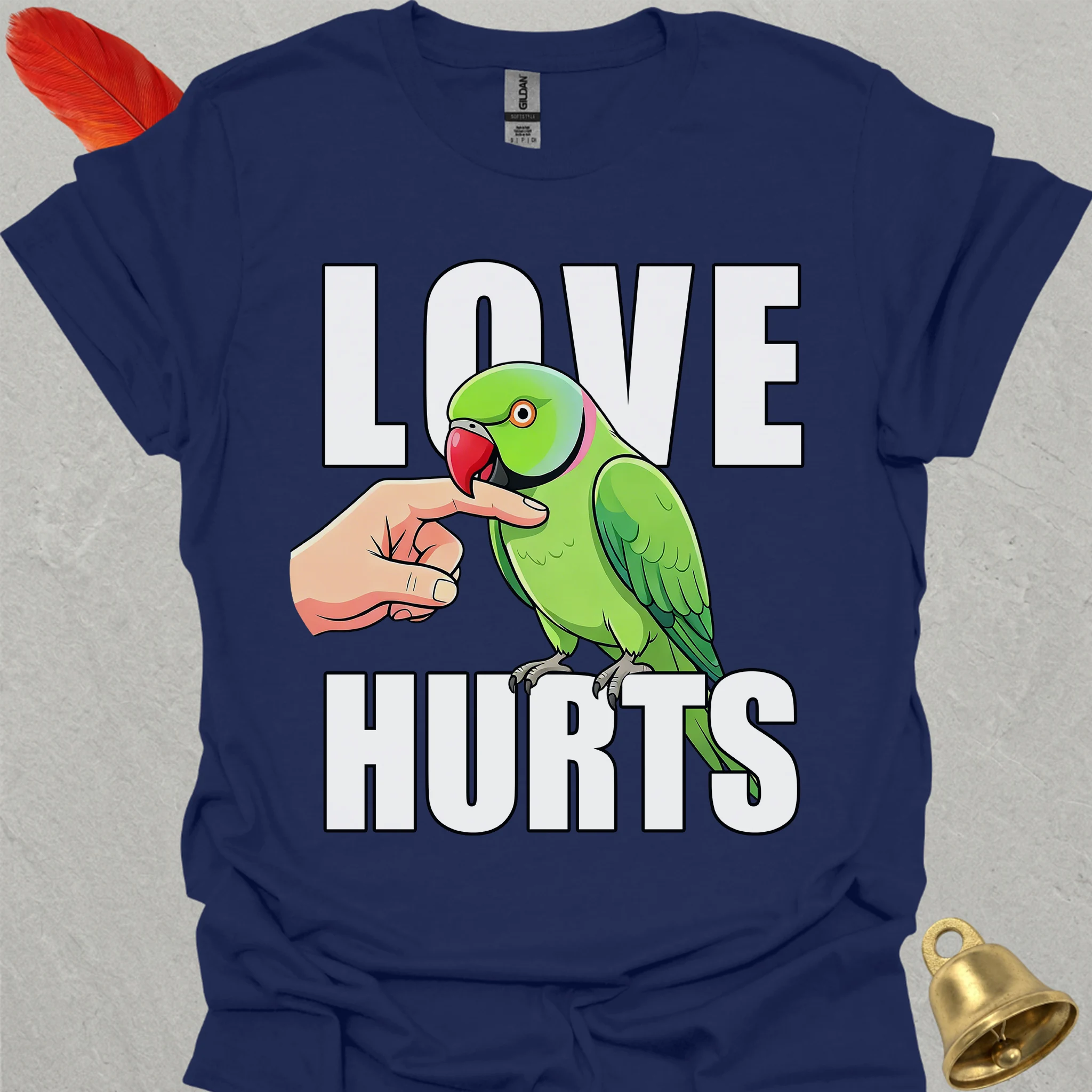 Green Indian Ringneck Love Hurts T-Shirt