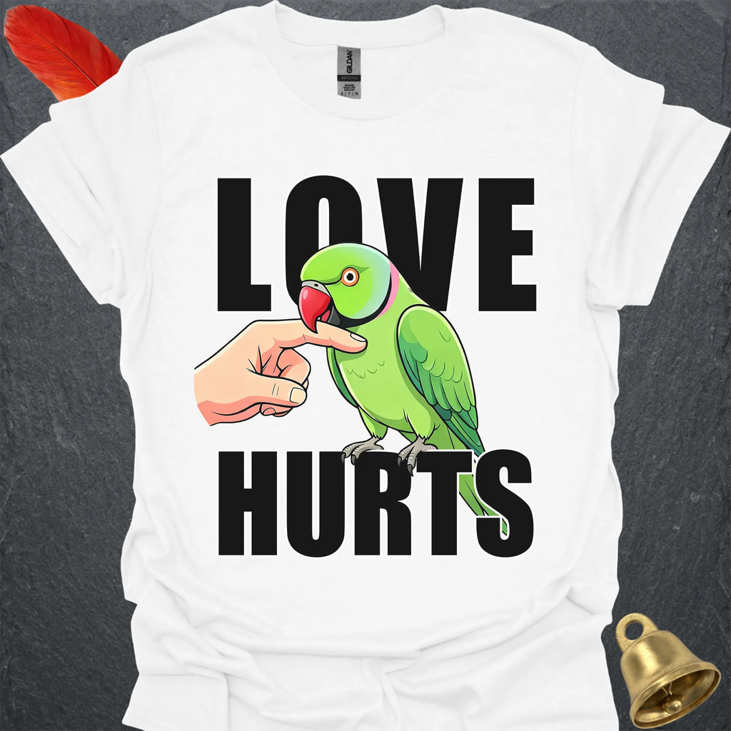 Green Indian Ringneck Love Hurts T-Shirt