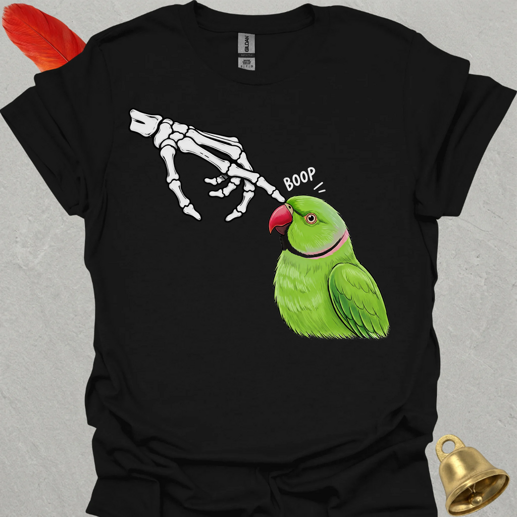 Green Indian Ringneck Skeleton Boop T-Shirt