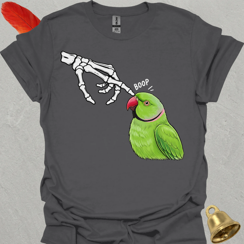 Green Indian Ringneck Skeleton Boop T-Shirt