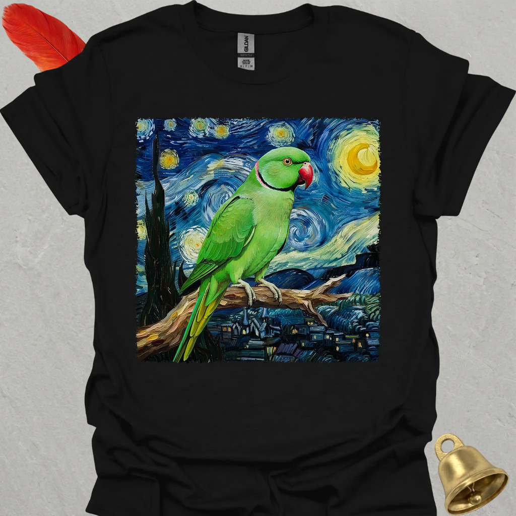 Green Indian Ringneck Starry Night T-Shirt