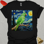 Green Indian Ringneck Starry Night T-Shirt